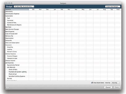 QuickBooks for Mac 2015 Blank Budget