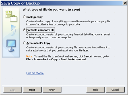 Save a Portable Company File